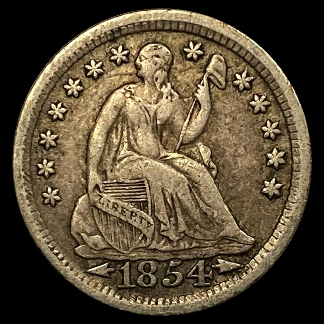1854 Arrows Seated Liberty Half Dime LIGHTLY CIRC (1 of 2)