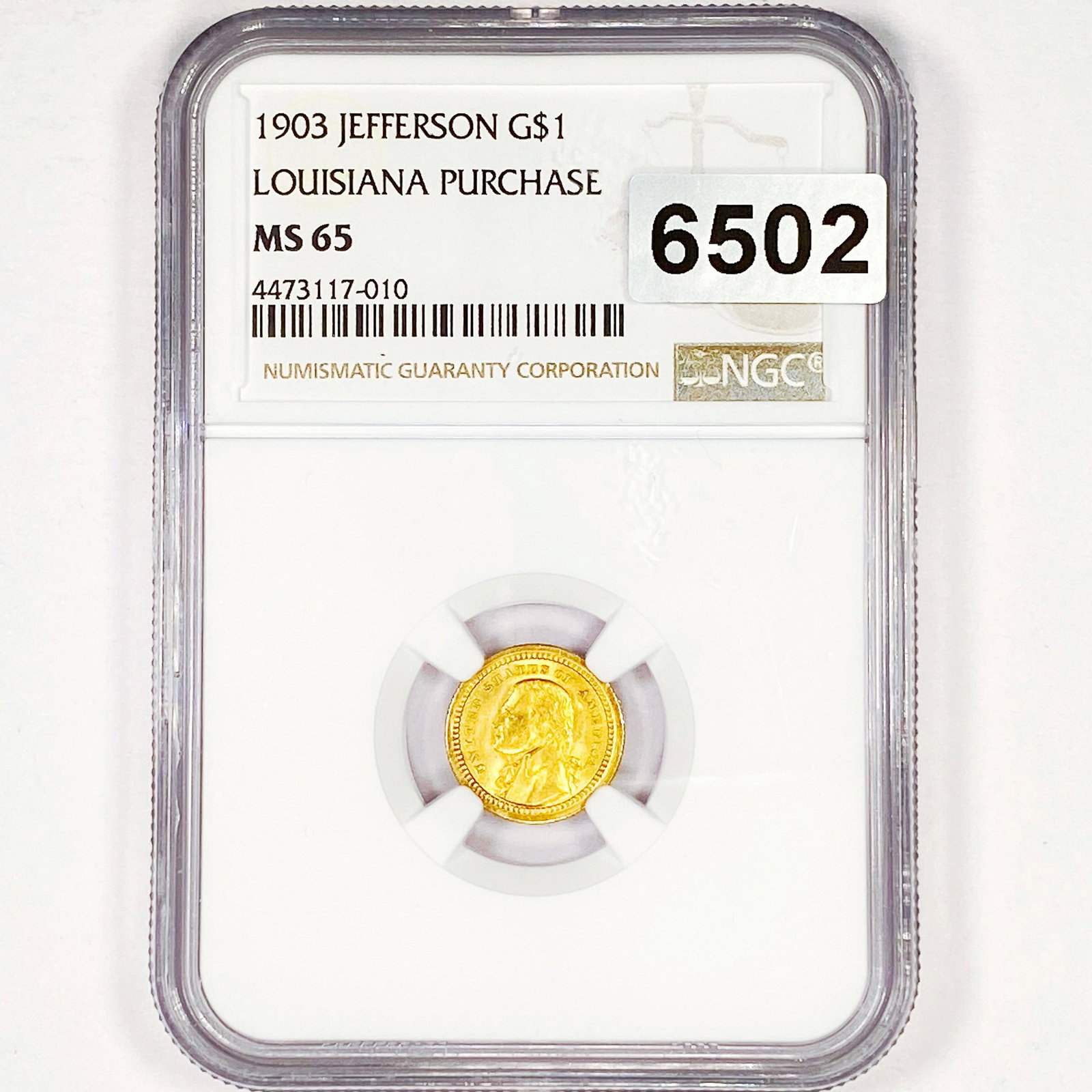1903 Jeff LA Purchase Rare Gold Dollar NGC - MS65: 1903 Jeff LA Purchase Rare Gold Dollar NGC - MS65
