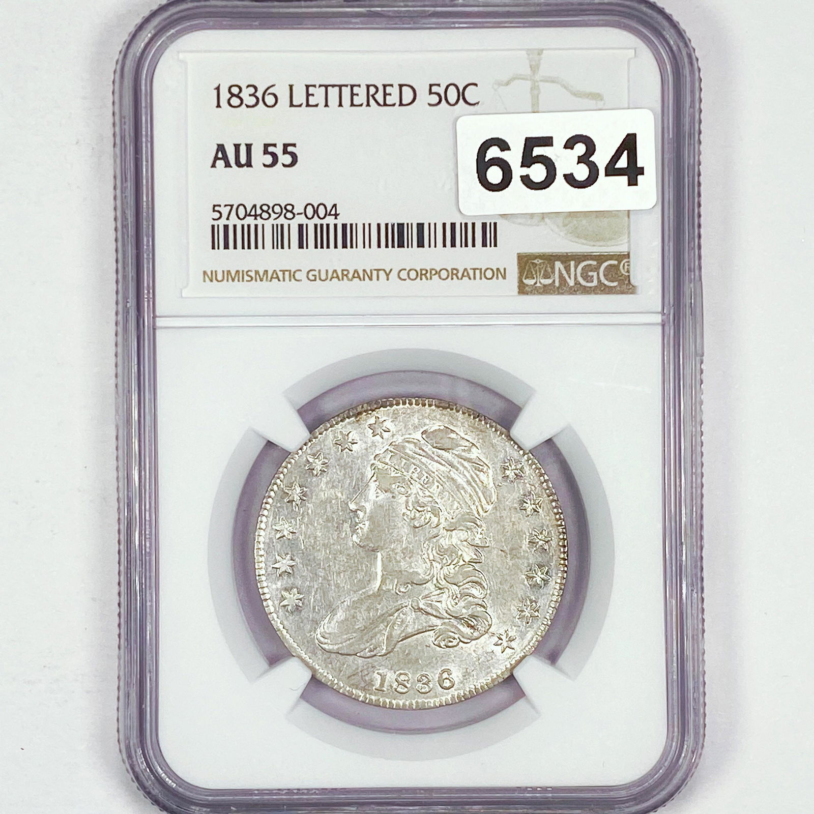 1836 Lettered Capped Bust Half Dollar NGC - AU55 (1 of 2)