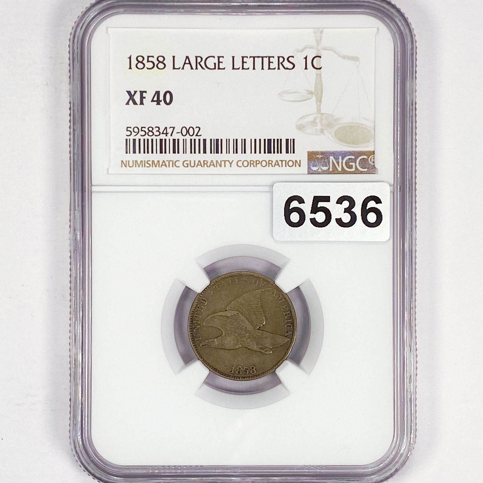 1858 Lg Letters Flying Eagle Cent NGC - XF40 (1 of 2)