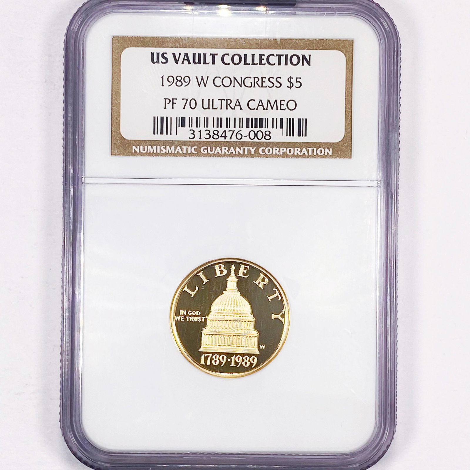 1989 US Vault Collection $5 Gold Half Eagle NGC - (1 of 2)