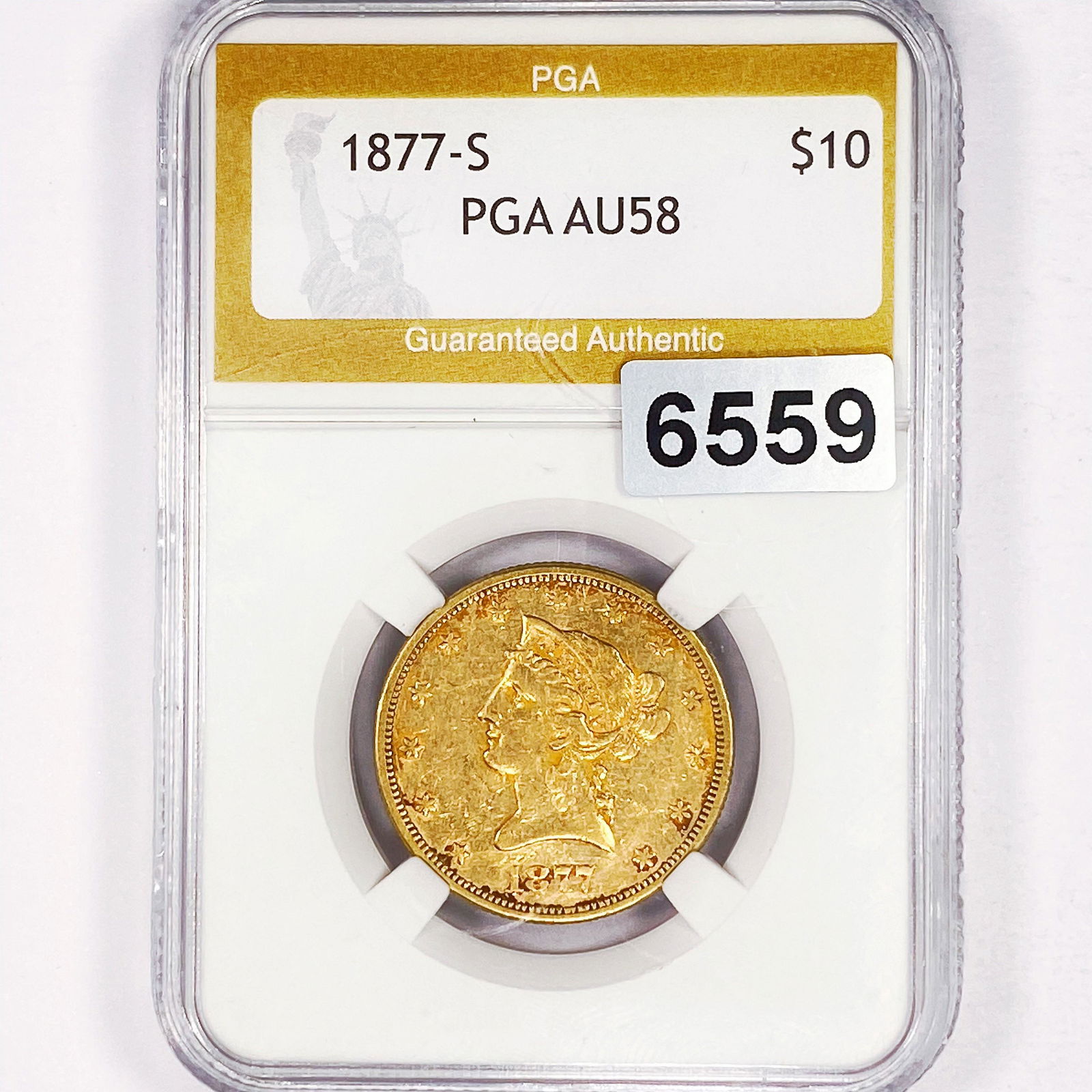 1877-S $10 Gold Eagle PGA - AU58 (1 of 2)