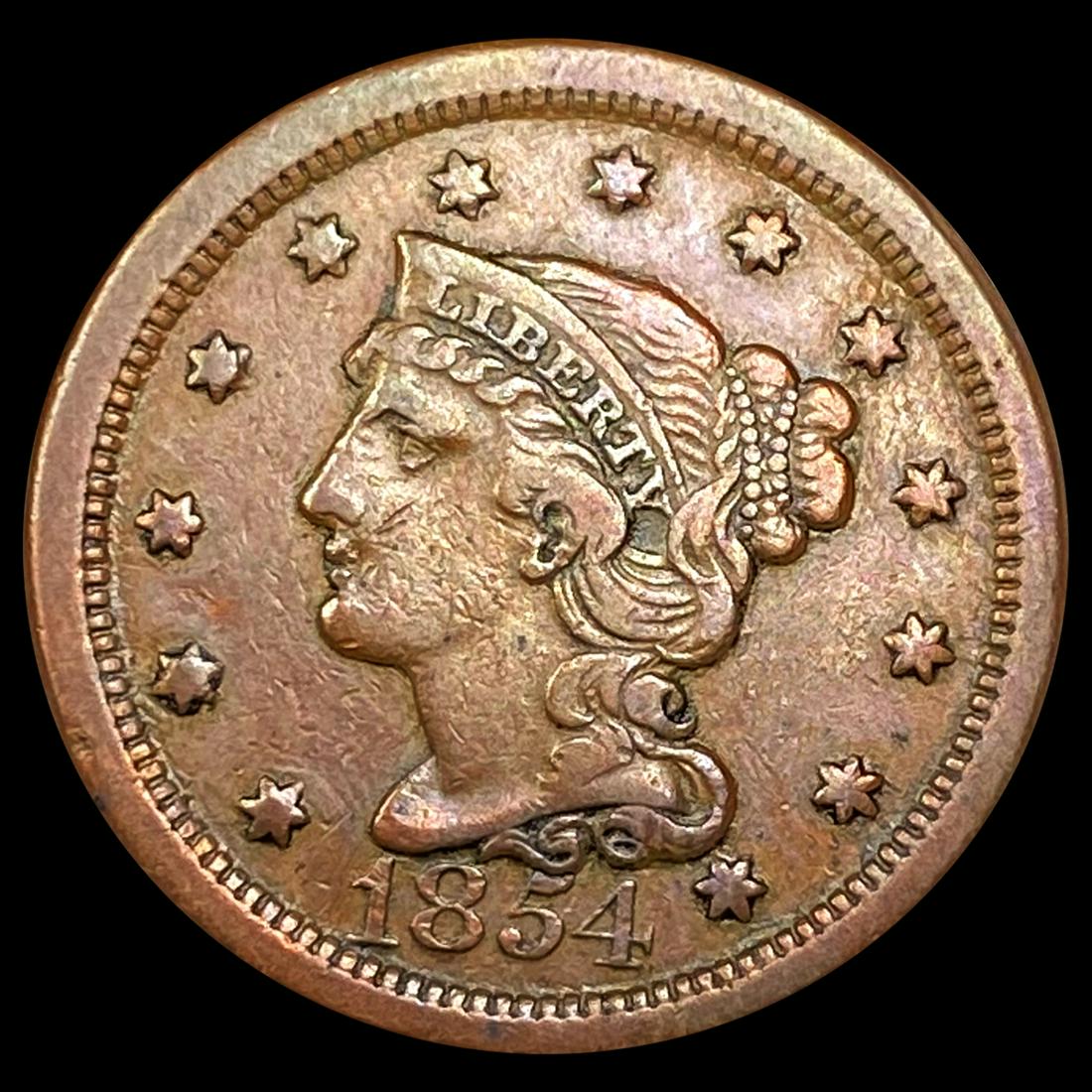 1854 Braided Hair Large Cent LIGHTLY CIRCULATED (1 of 2)