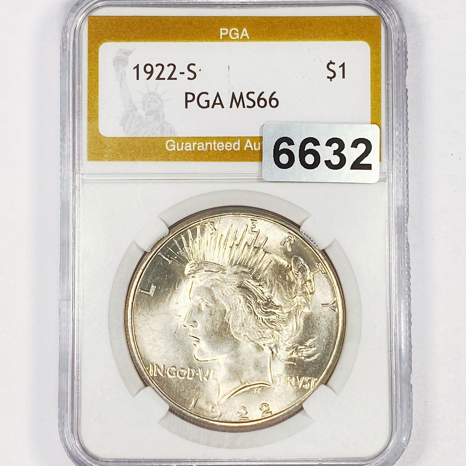 1922-S Silver Peace Dollar PGA - MS66 (1 of 2)