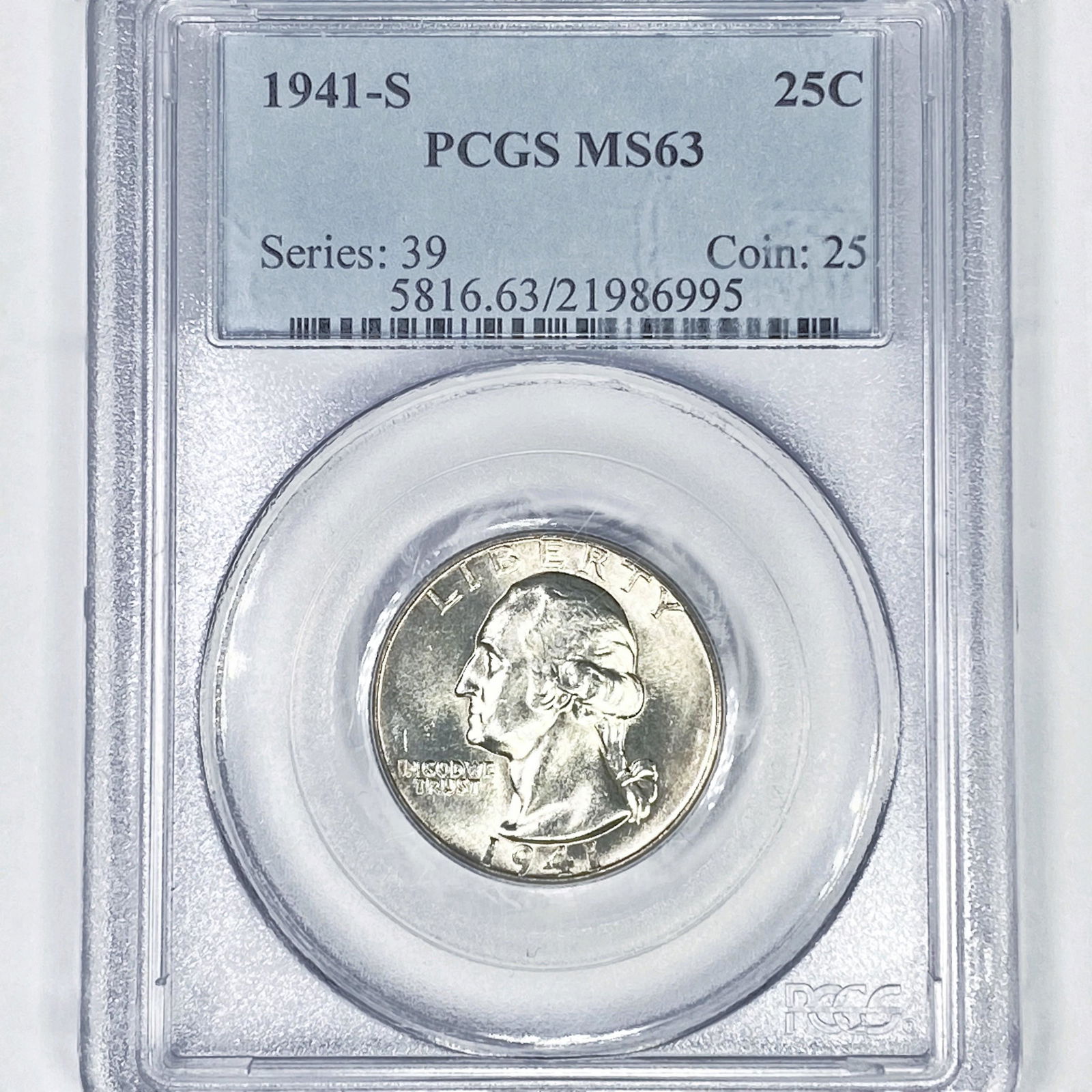 1941-S Washington Silver Quarter PCGS - MS63 (1 of 2)