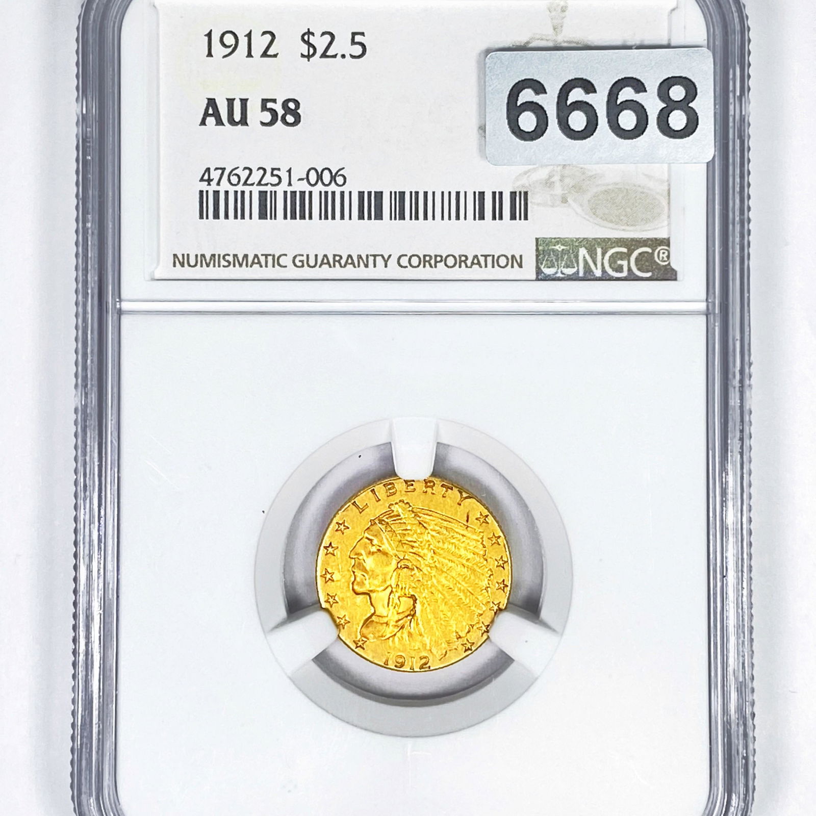 1912 $2.50 Gold Quarter Eagle NGC - AU58 (1 of 2)