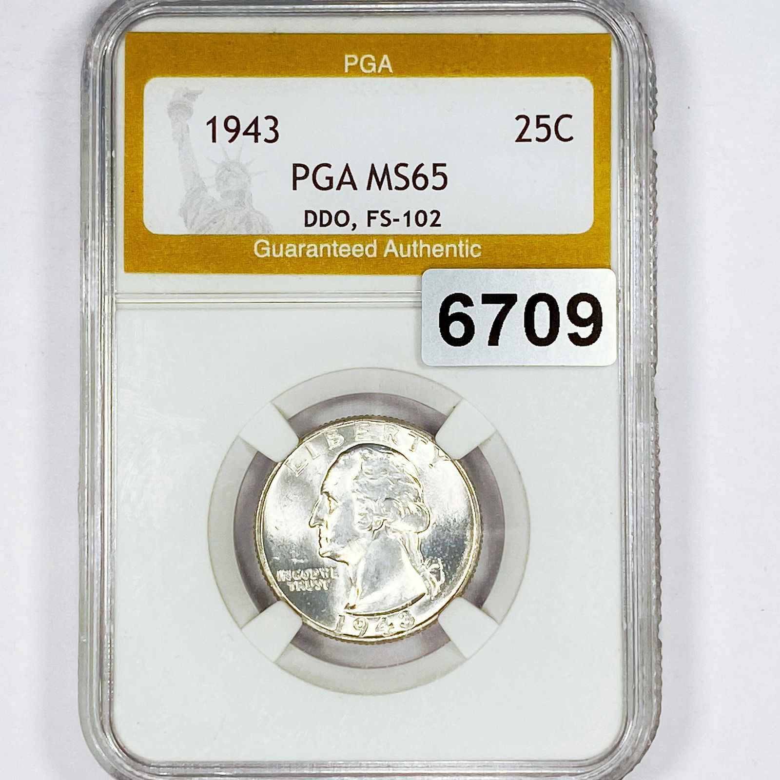 1943 DD FS-102 Washington Silver Quarter PGA-MS65 (1 of 2)