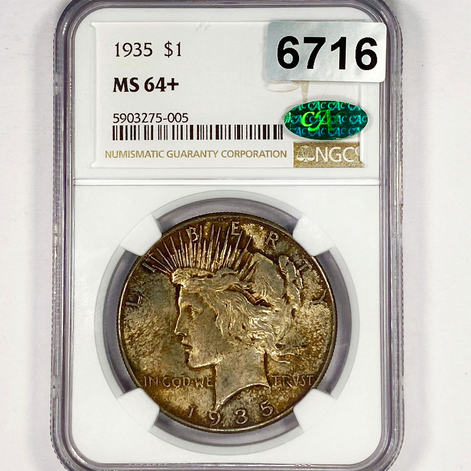 1935 CAC Silver Peace Dollar NGC - MS64+ (1 of 2)