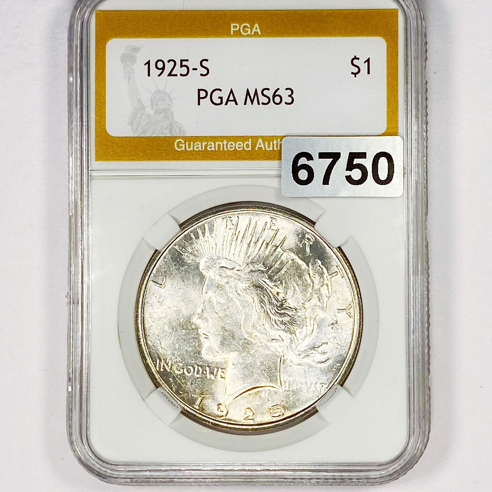 1925-S Silver Peace Dollar PGA - MS63 (1 of 2)