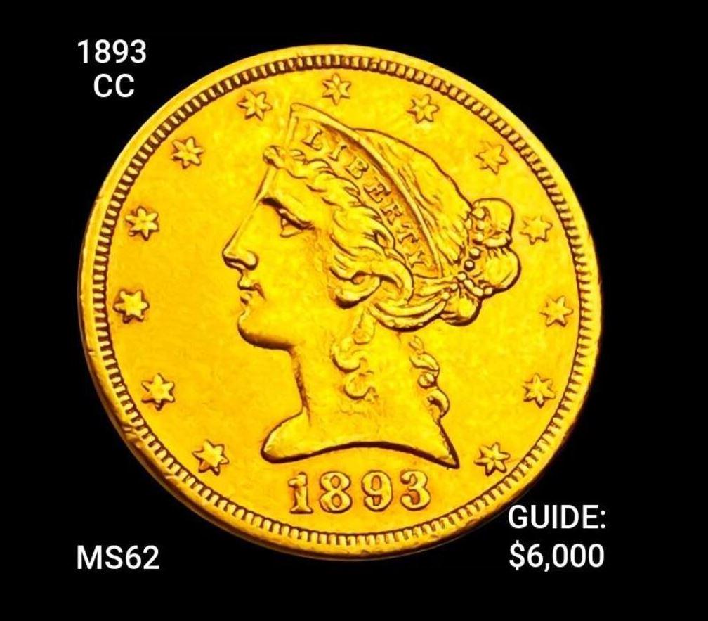 1893-CC $5 Gold Half Eagle UNCIRCULATED (1 of 2)