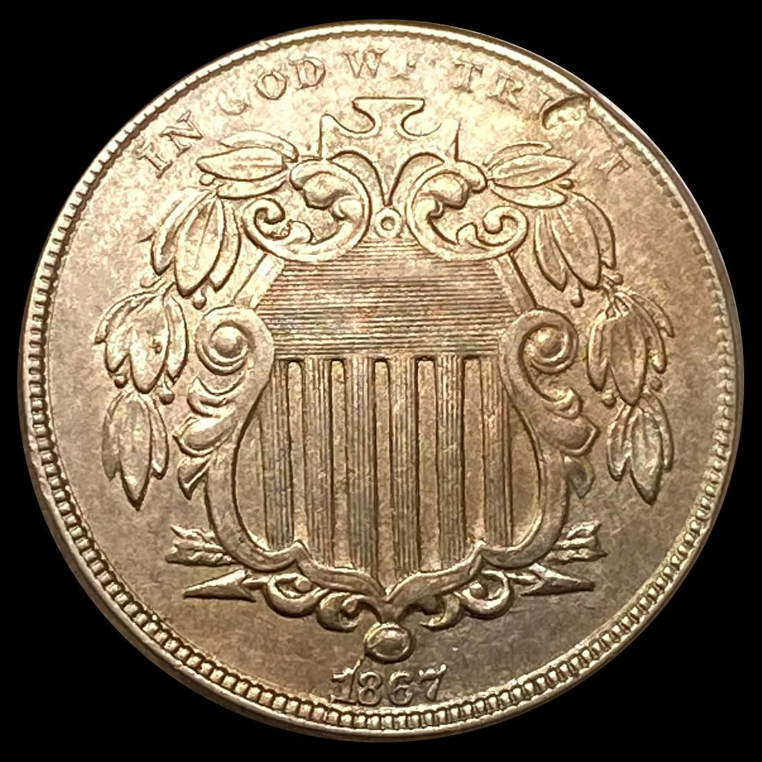 1867 No Rays Shield Nickel CLOSELY UNCIRCULATED (1 of 2)