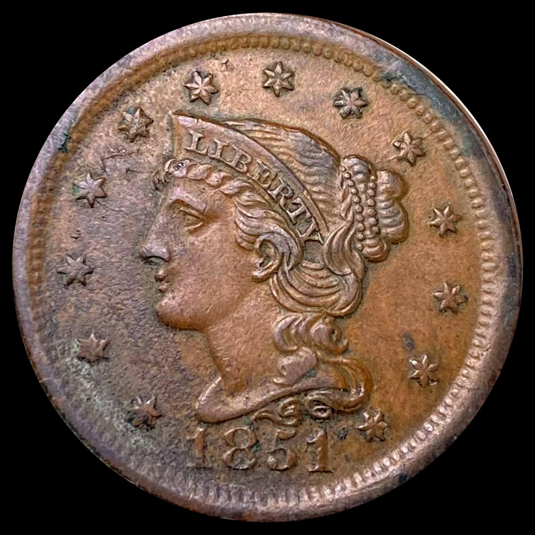 1851 Braided Hair Large Cent CLOSELY UNCIRCULATED (1 of 2)