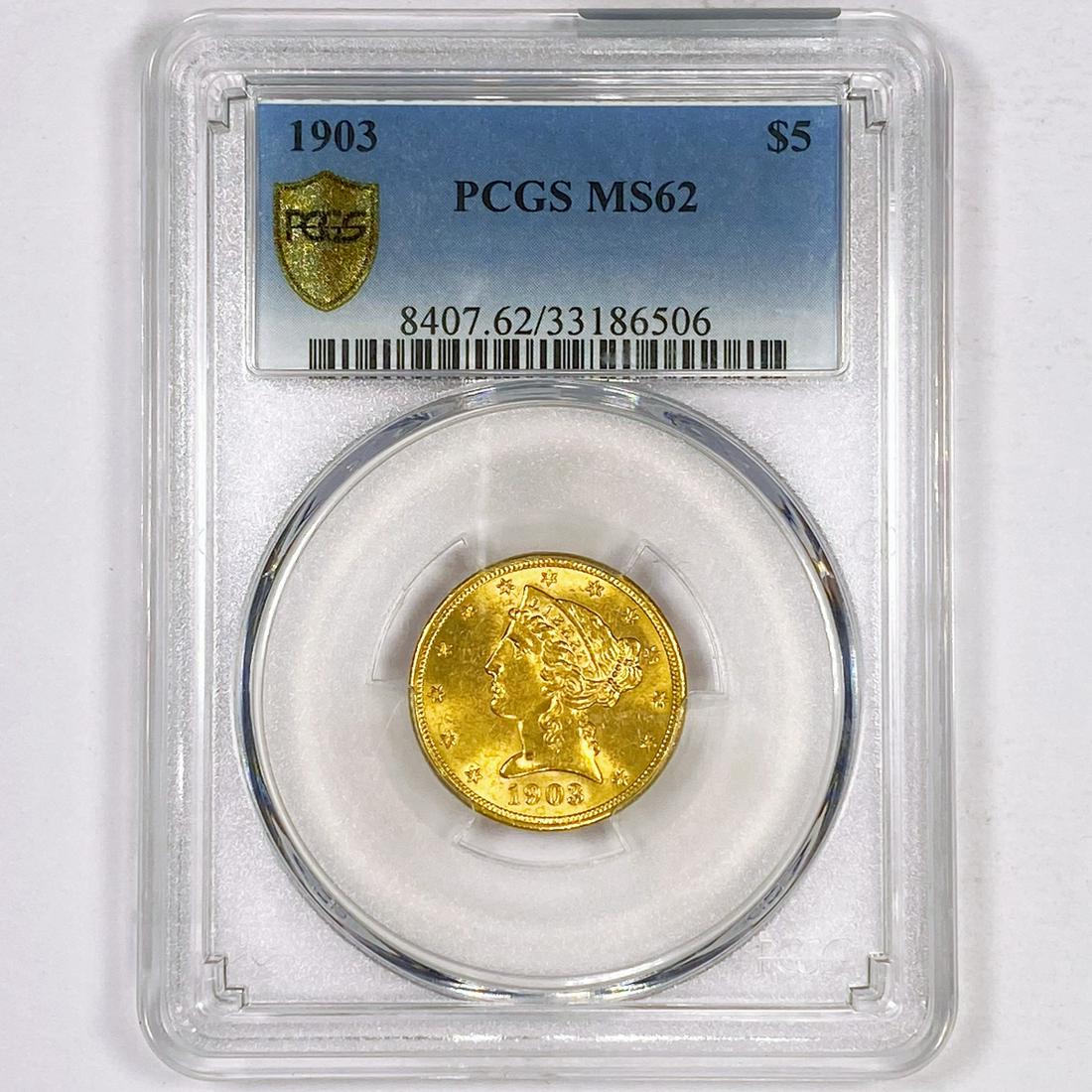 1903 $5 Gold Half Eagle PCGS - MS62 (1 of 2)