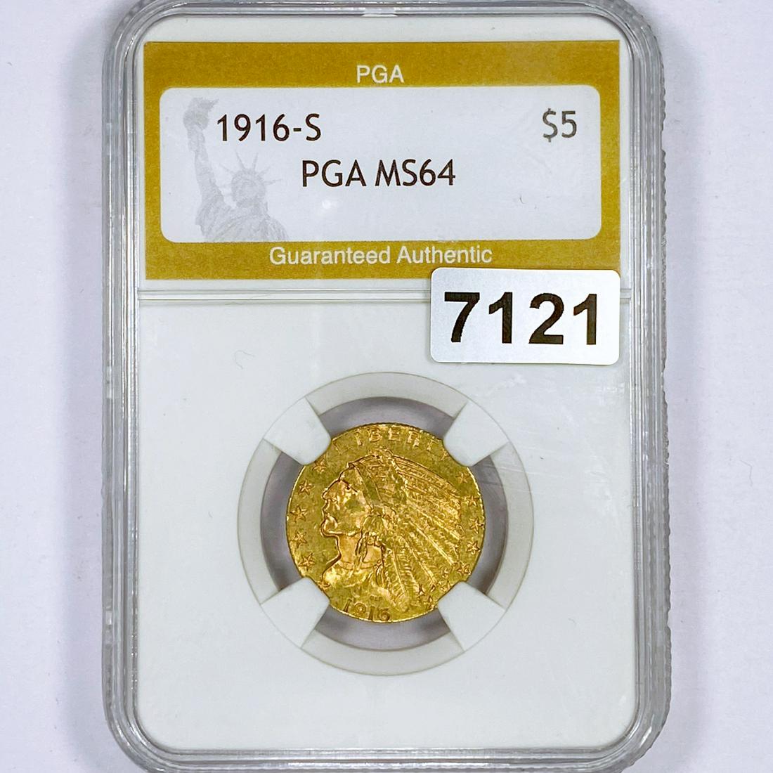 1916-S $5 Gold Half Eagle PGA - MS64 (1 of 2)