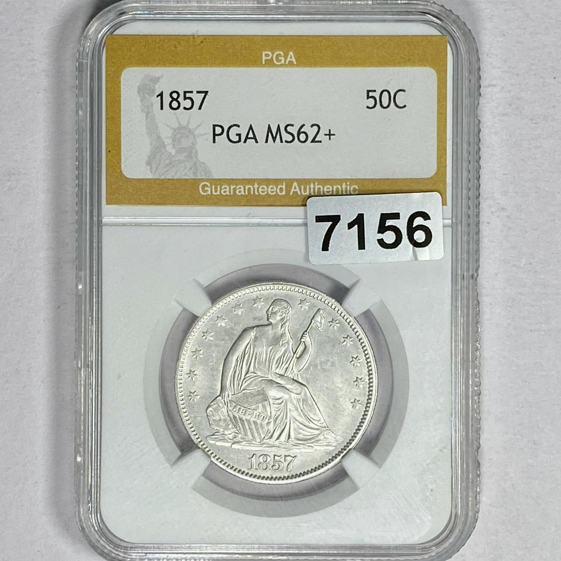 1857 Seated Liberty Half Dollar PGA - MS62+ (1 of 2)