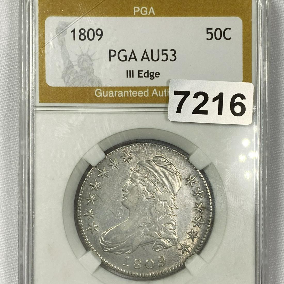 1809 III Edge Capped Bust Half Dollar PGA - AU53 (1 of 2)