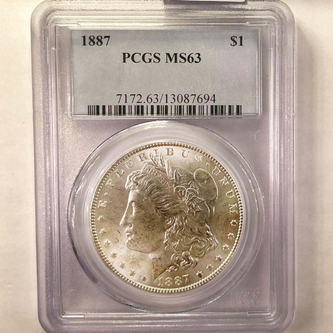 1887 Morgan Silver Dollar PCGS - MS63 (1 of 2)