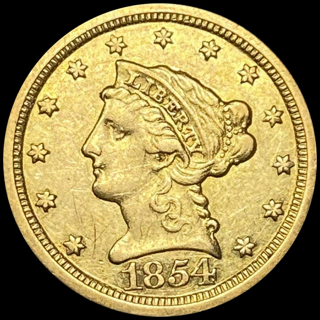 1854-O $2.50 Gold Quarter Eagle ABOUT (1 of 2)