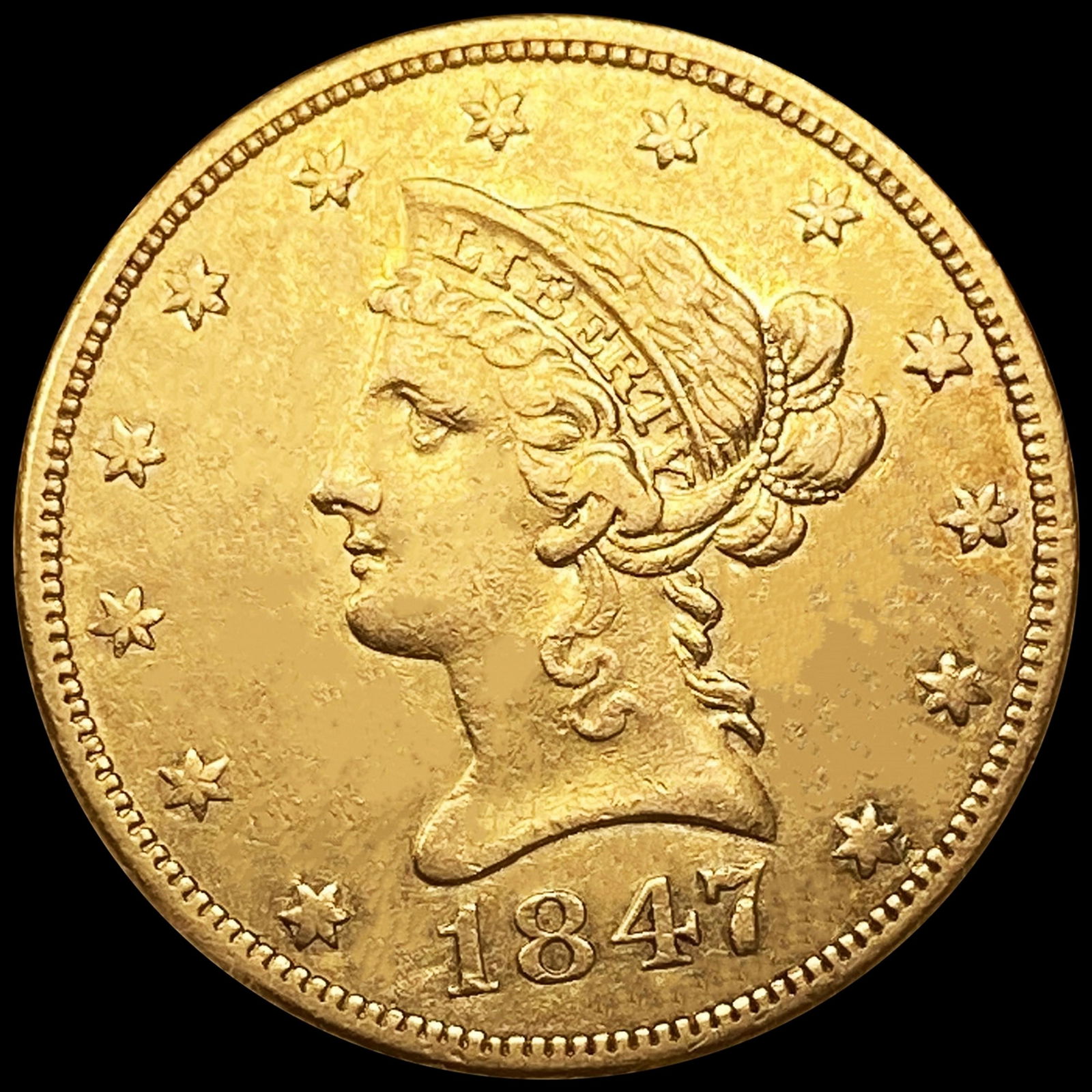 1847 No Motto $10 Gold Eagle CLOSELY UNCIRCULATED (1 of 2)