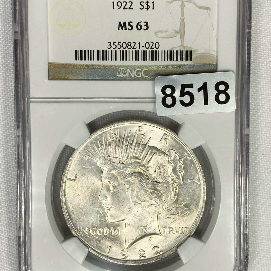 1922 Silver Peace Dollar NGC - MS63 (1 of 2)