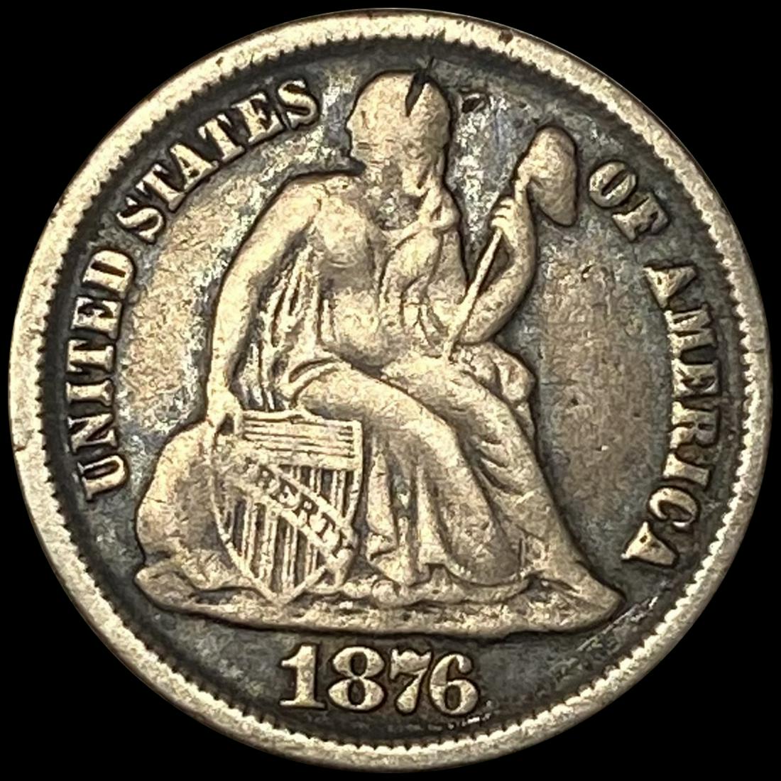 1876 Seated Liberty Dime ABOUT UNCIRCULATED (1 of 2)
