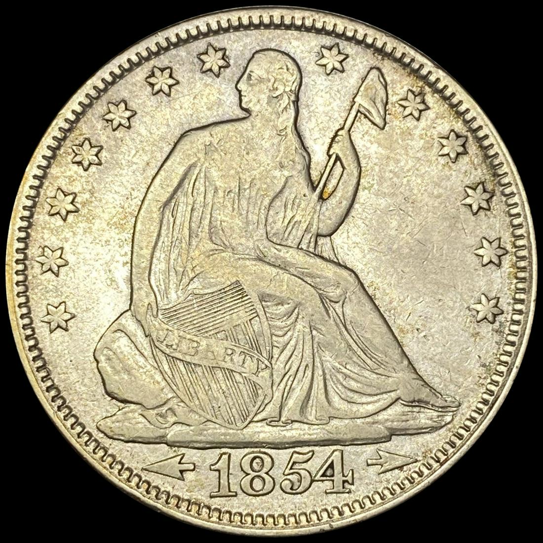 1854 Arrows Seated Liberty Half Dollar ABOUT UNC (1 of 2)