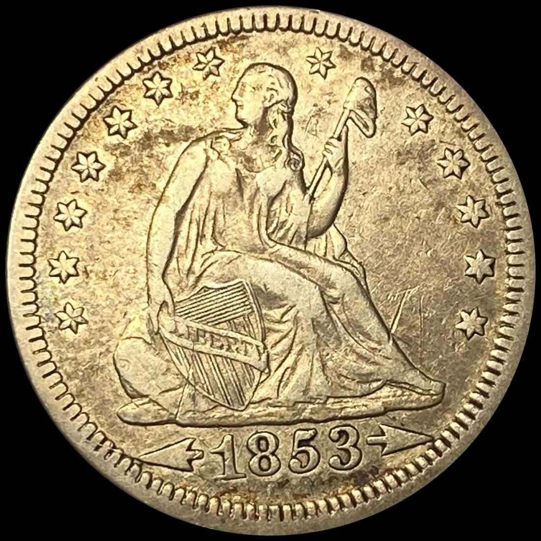 1853 Arrows Seated Liberty Quarter ABOUT UNC (1 of 2)