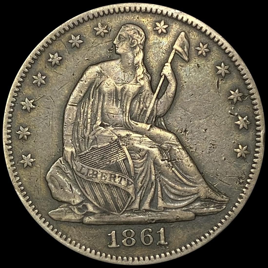 1861 Seated Liberty Half Dollar LIGHTLY (1 of 2)