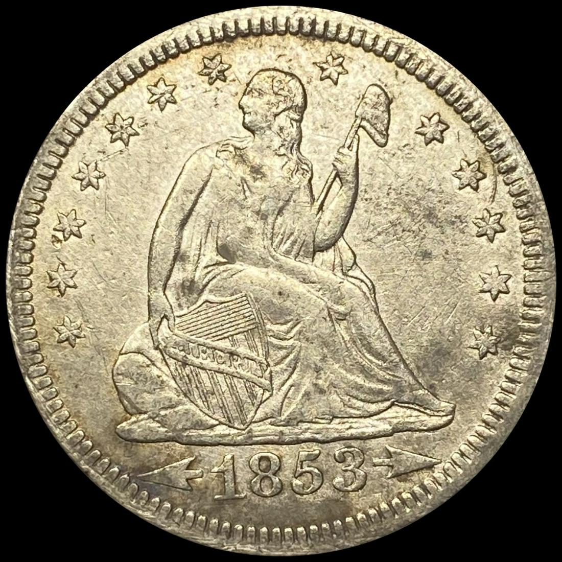 1853 Arrows Seated Liberty Quarter NEARLY UNC (1 of 2)