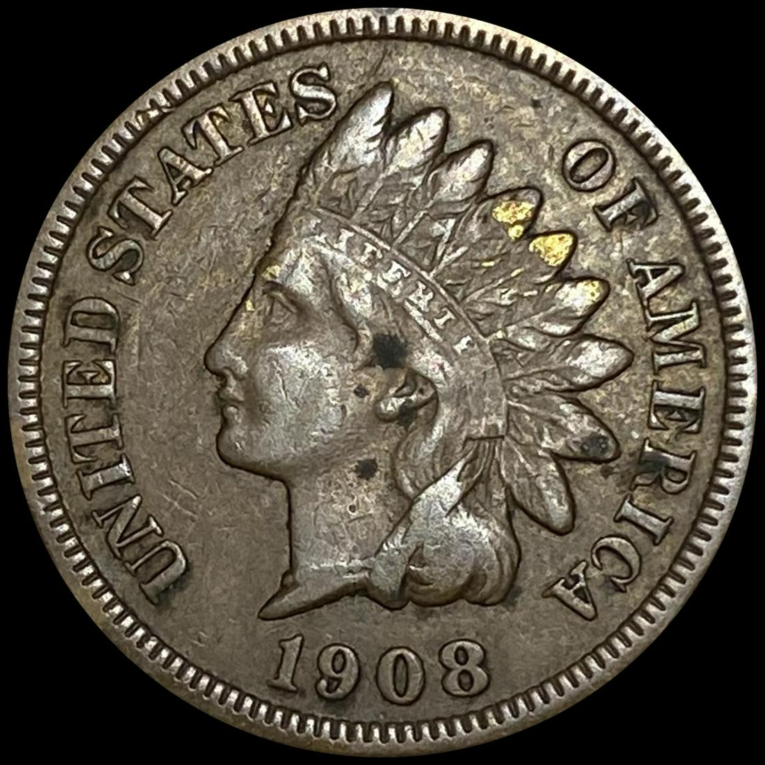 1908-S Indian Head Cent NEARLY UNCIRCULATED (1 of 2)