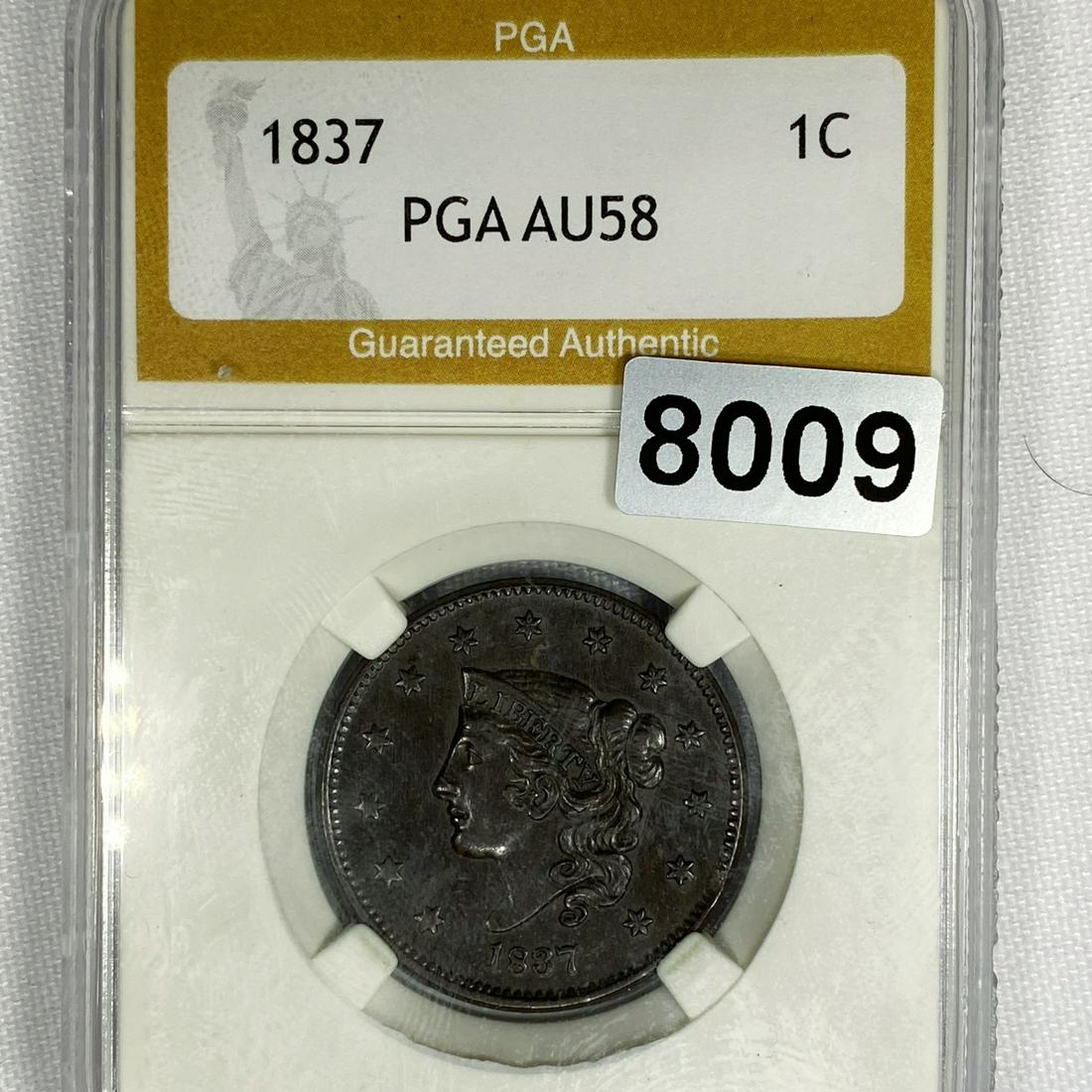 1837 Large Cent PGA - AU58 (1 of 2)