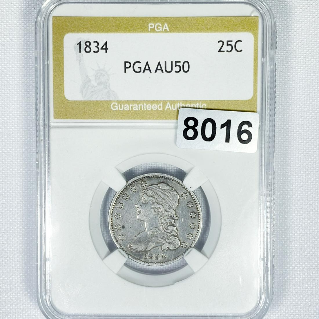 1834 Capped Bust Quarter PGA - AU50 (1 of 2)