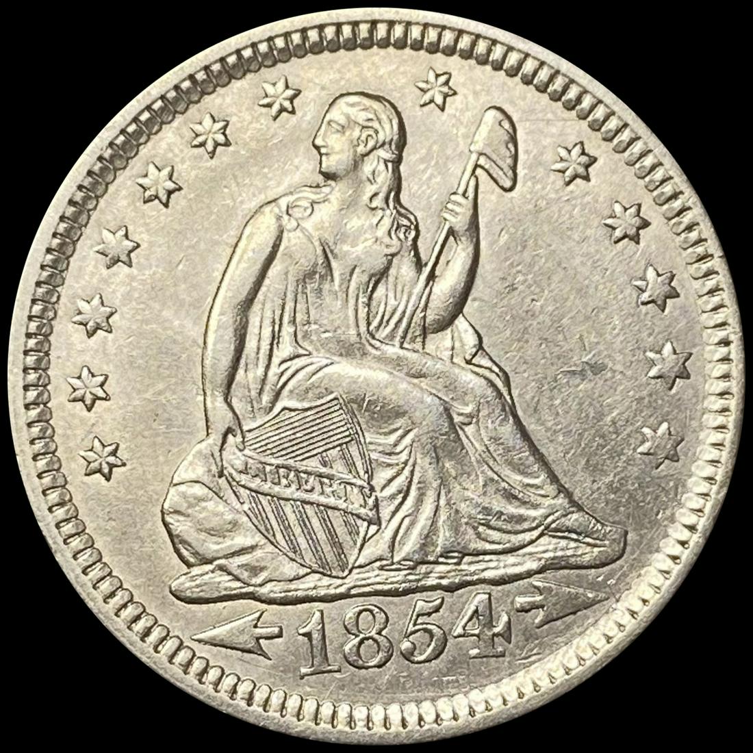 1854 Arrows Seated Liberty Quarter UNCIRCULATED (1 of 2)