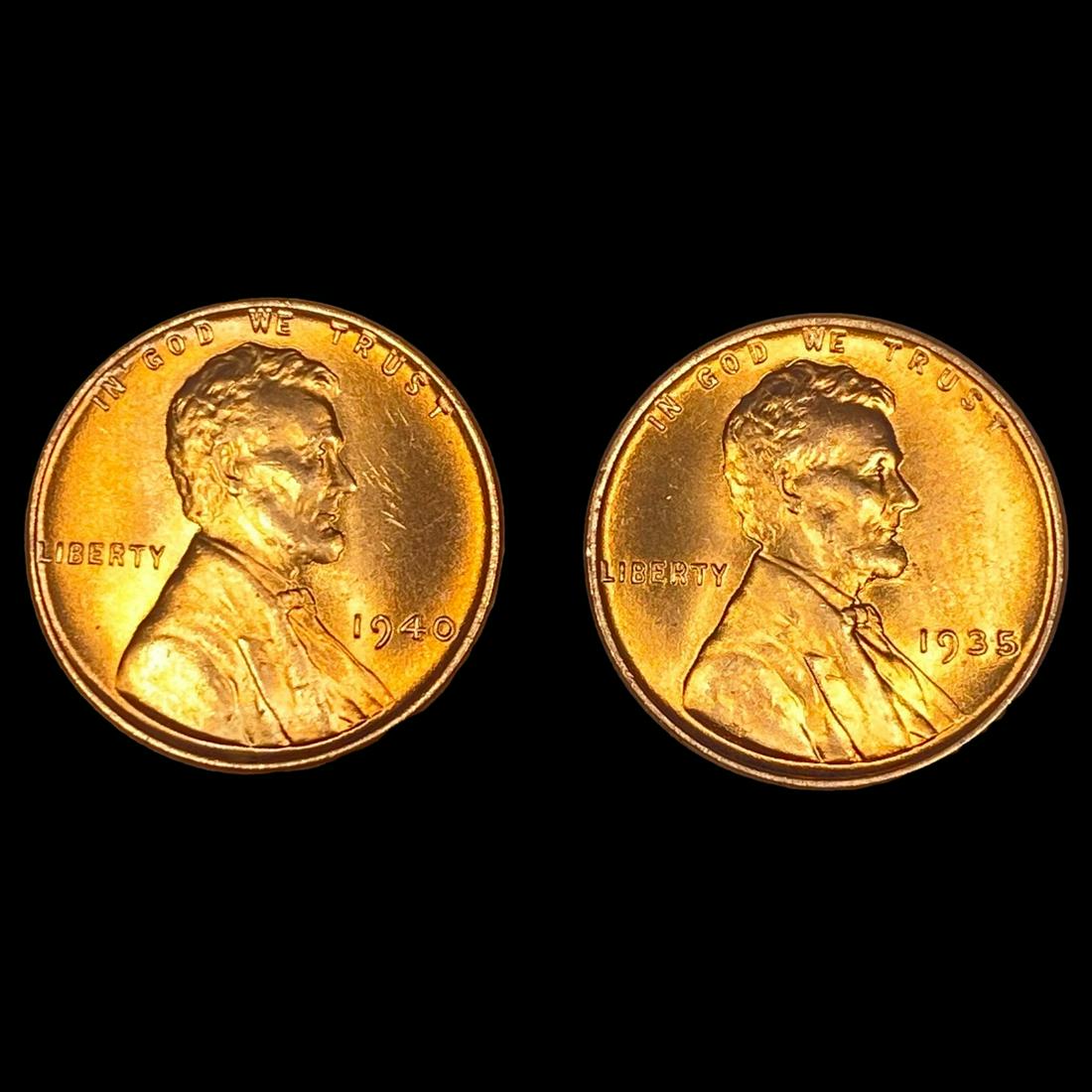 (2) RED Wheat Cents UNCIRCULATED (1 of 2)