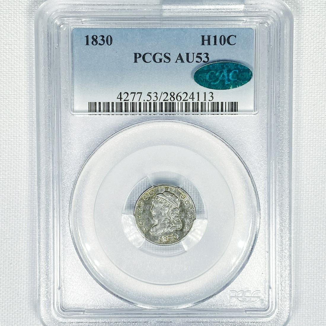 1830 CAC Capped Bust Half Dime PCGS - AU53 (1 of 2)