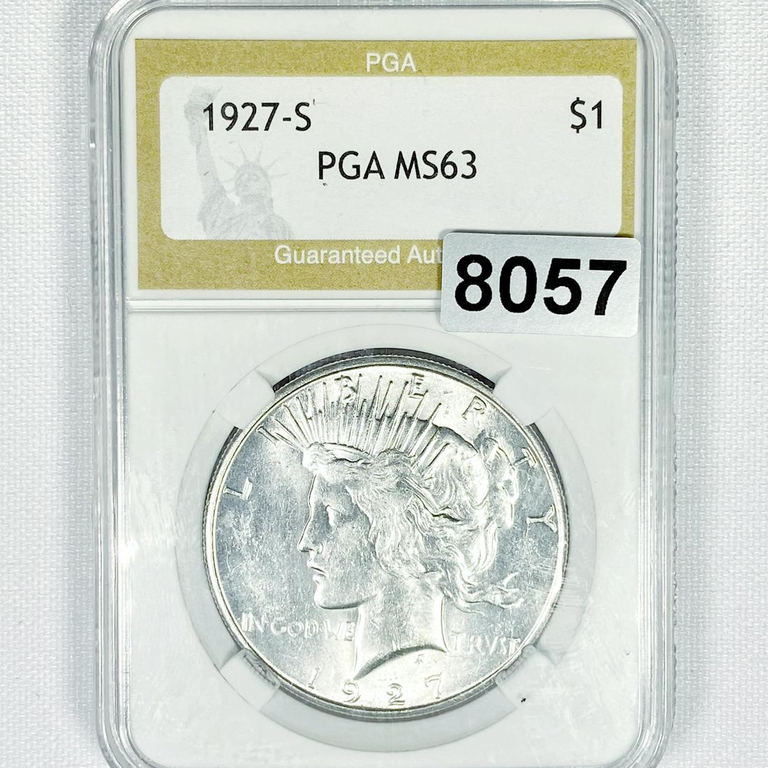 1927-S Silver Peace Dollar PGA - MS63 (1 of 2)