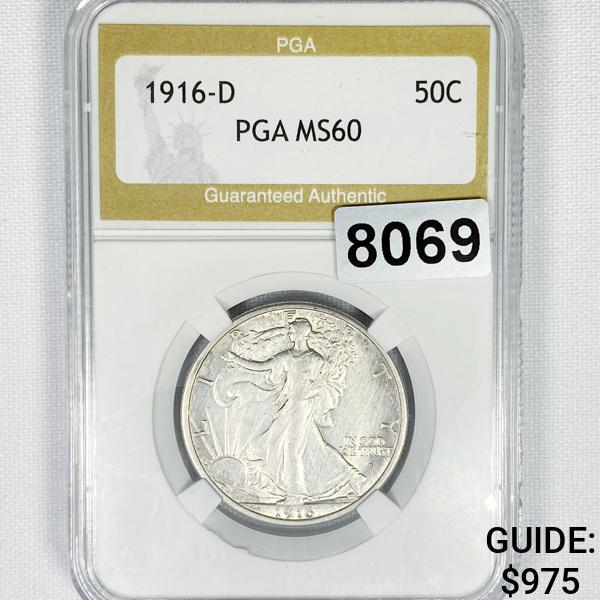 1916-D Walking Liberty Half Dollar PGA - MS60 (1 of 2)
