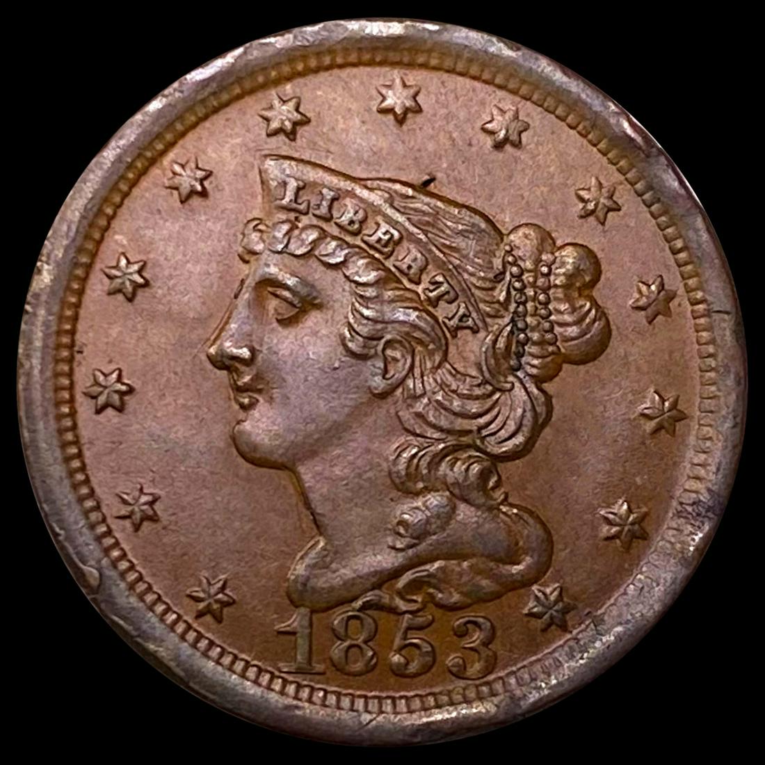 1853 Braided Hair Half Cent CLOSELY UNCIRCULATED (1 of 2)