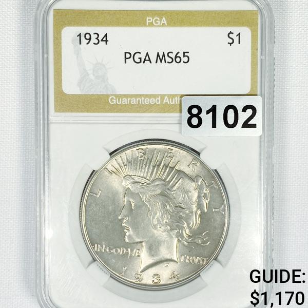 1934 Silver Peace Dollar PGA - MS65 (1 of 2)
