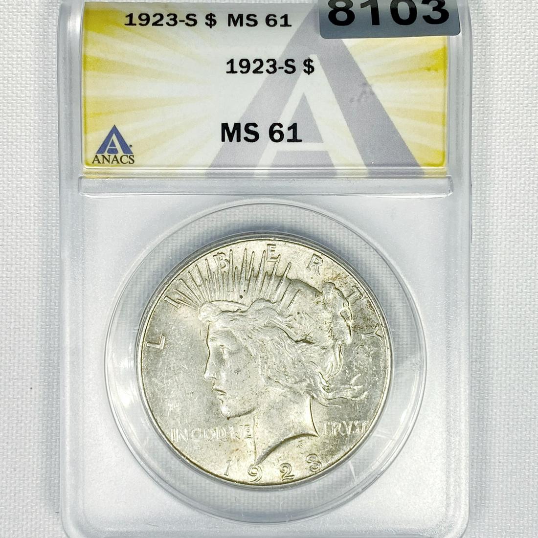1923-S Silver Peace Dollar ANACS - MS61 (1 of 2)