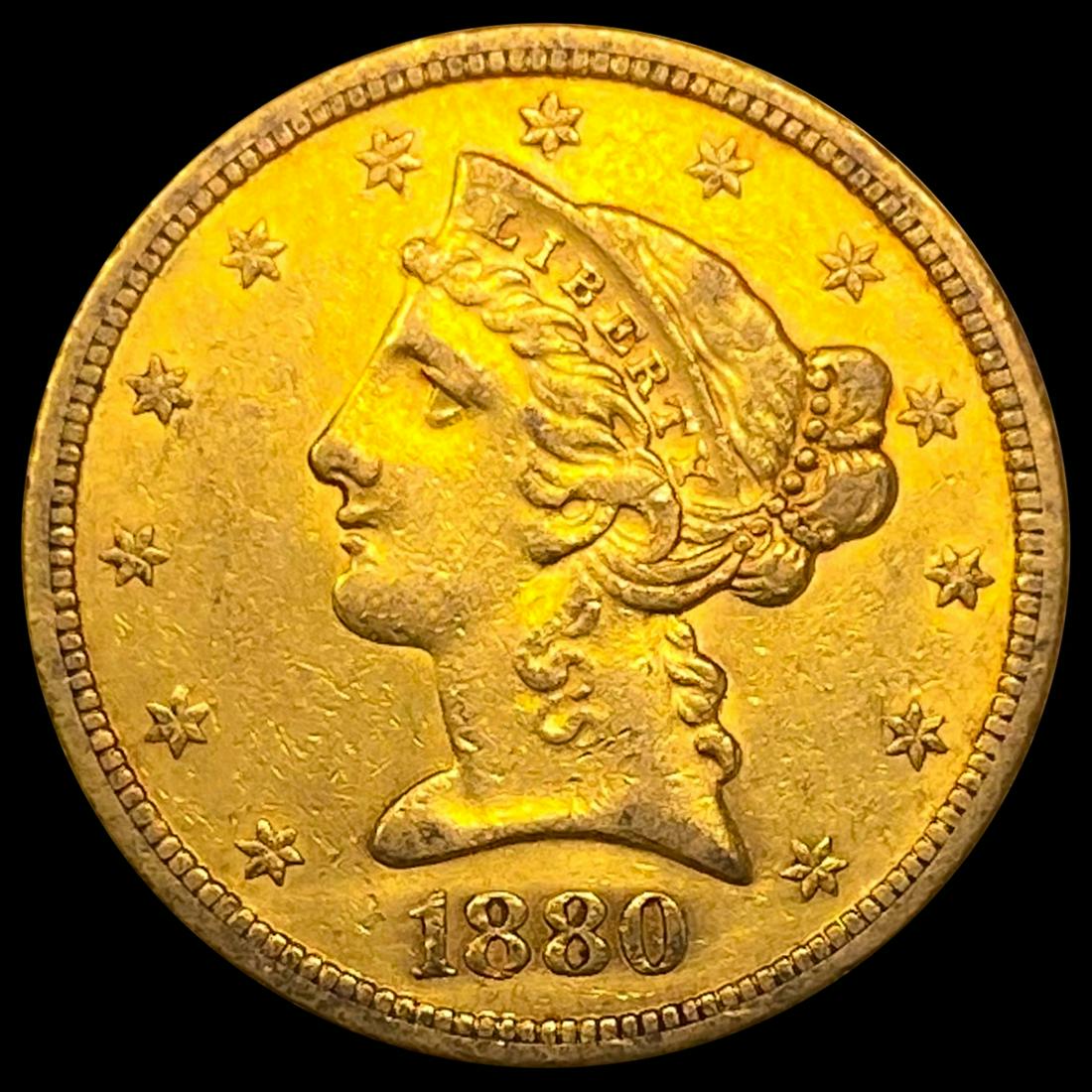 1880-S $5 Gold Half Eagle CLOSELY UNCIRCULATED (1 of 2)