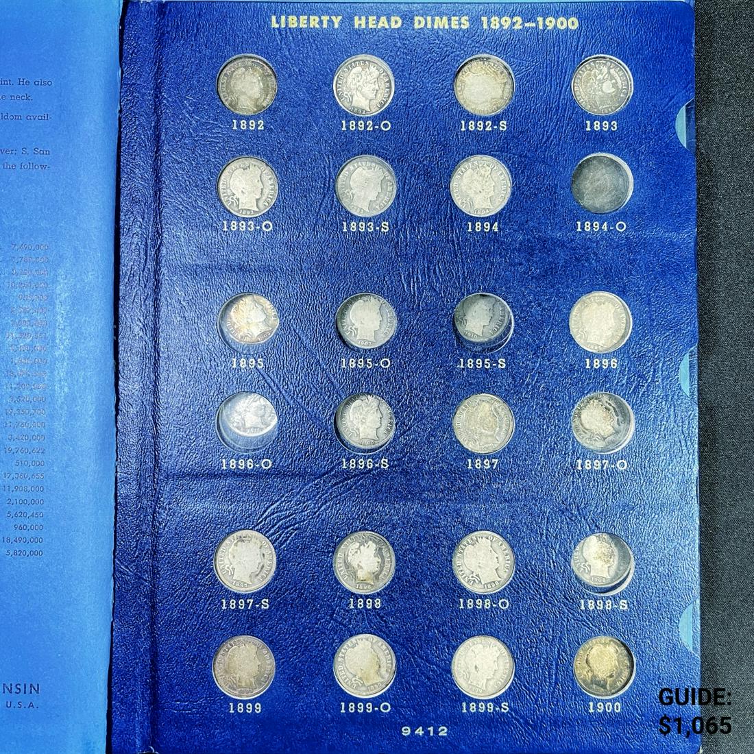 1892-1916 Barber Dime - Book 62 Coins (1 of 7)