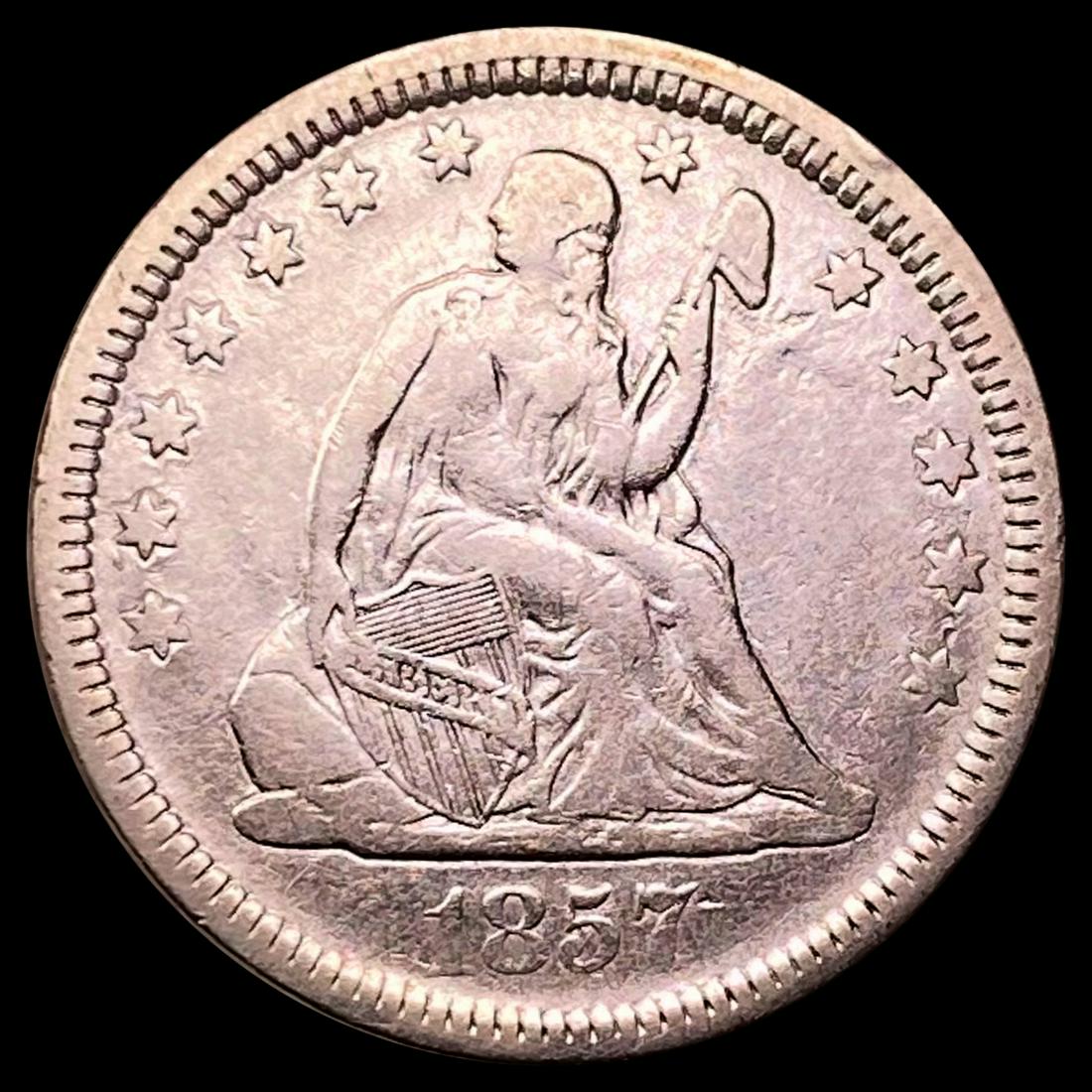 1857 Seated Liberty Quarter ABOUT UNCIRCULATED (1 of 2)