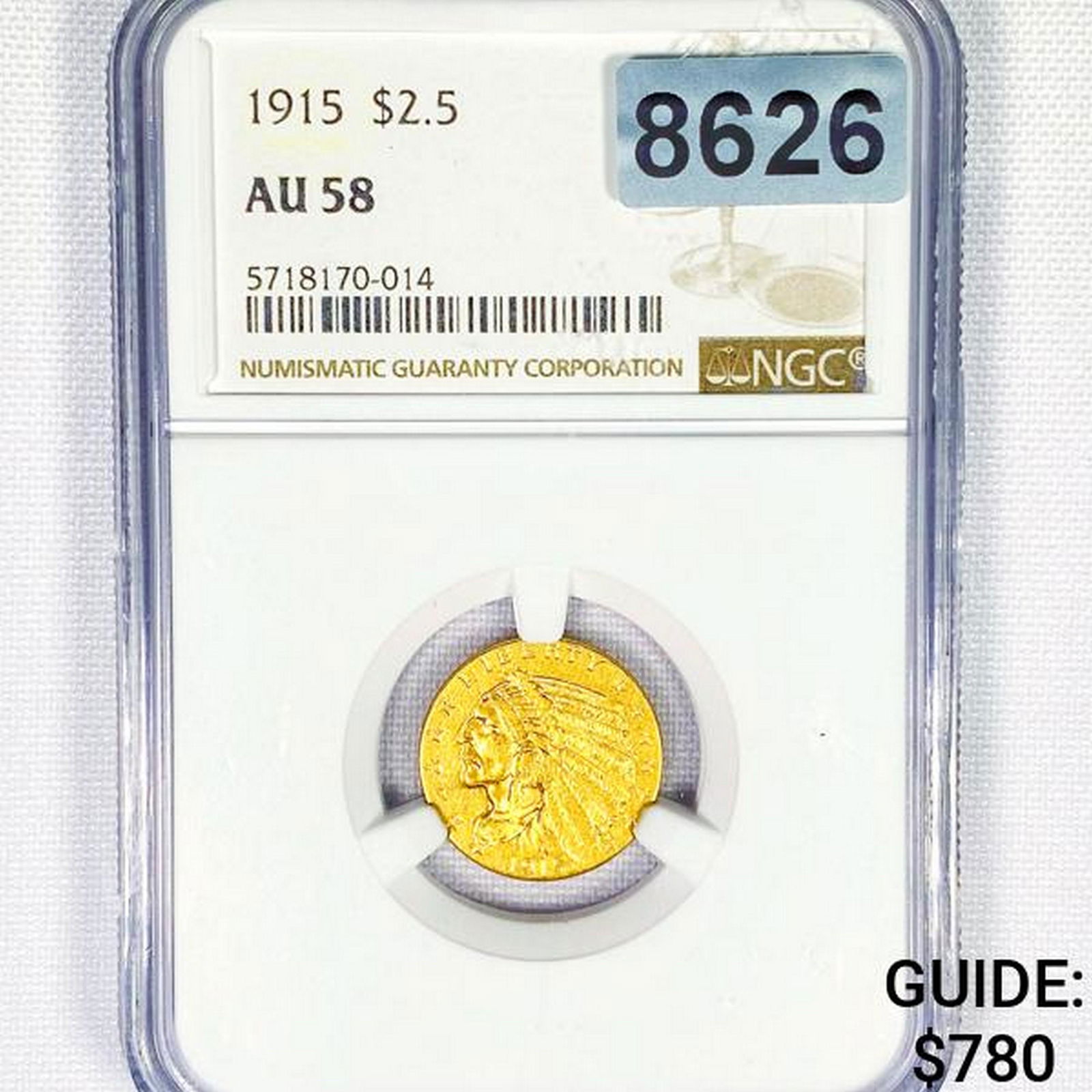 1915 $2.50 Gold Quarter Eagle NGC - AU58 (1 of 2)