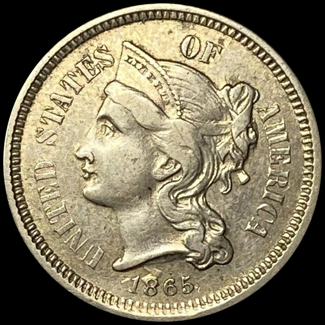 1865 Nickel Three Cent ABOUT UNCIRCULATED (1 of 2)