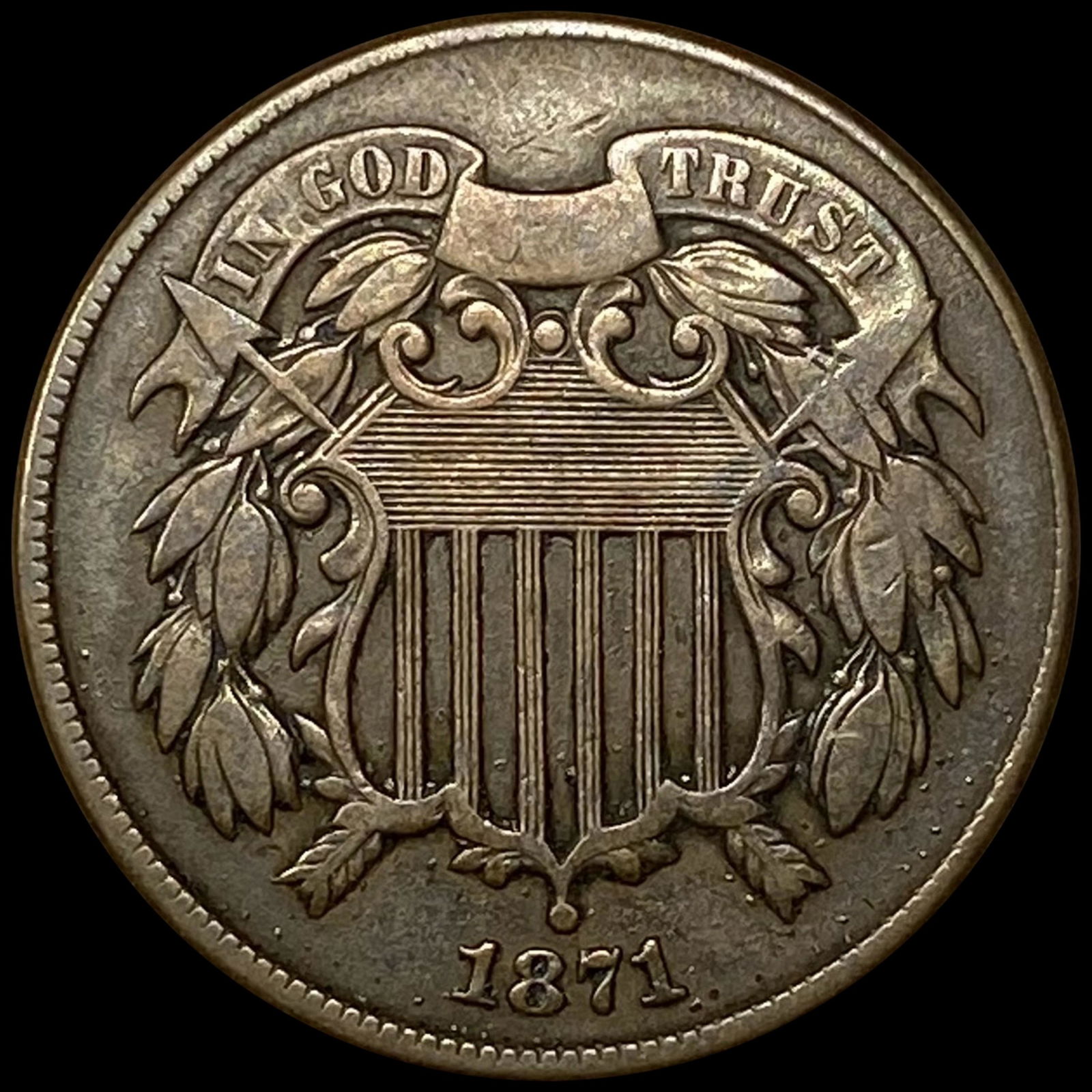 1871 Two Cent Piece NEARLY UNCIRCULATED (1 of 2)