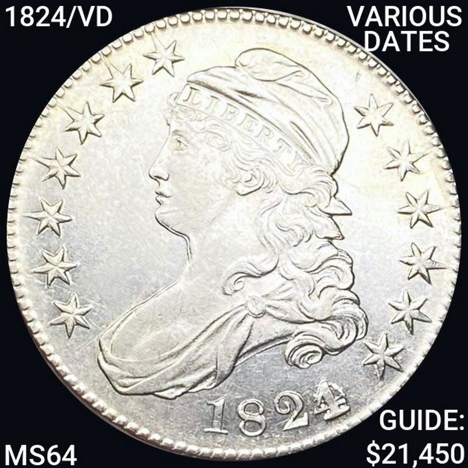 1824 Capped Bust Half Dollar CHOICE BU (1 of 2)