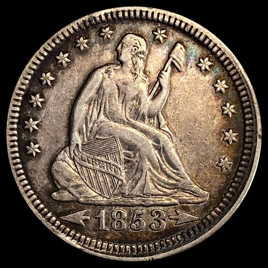 1853 Arrows & Rays Seated Liberty Quarter ABOUT (1 of 2)