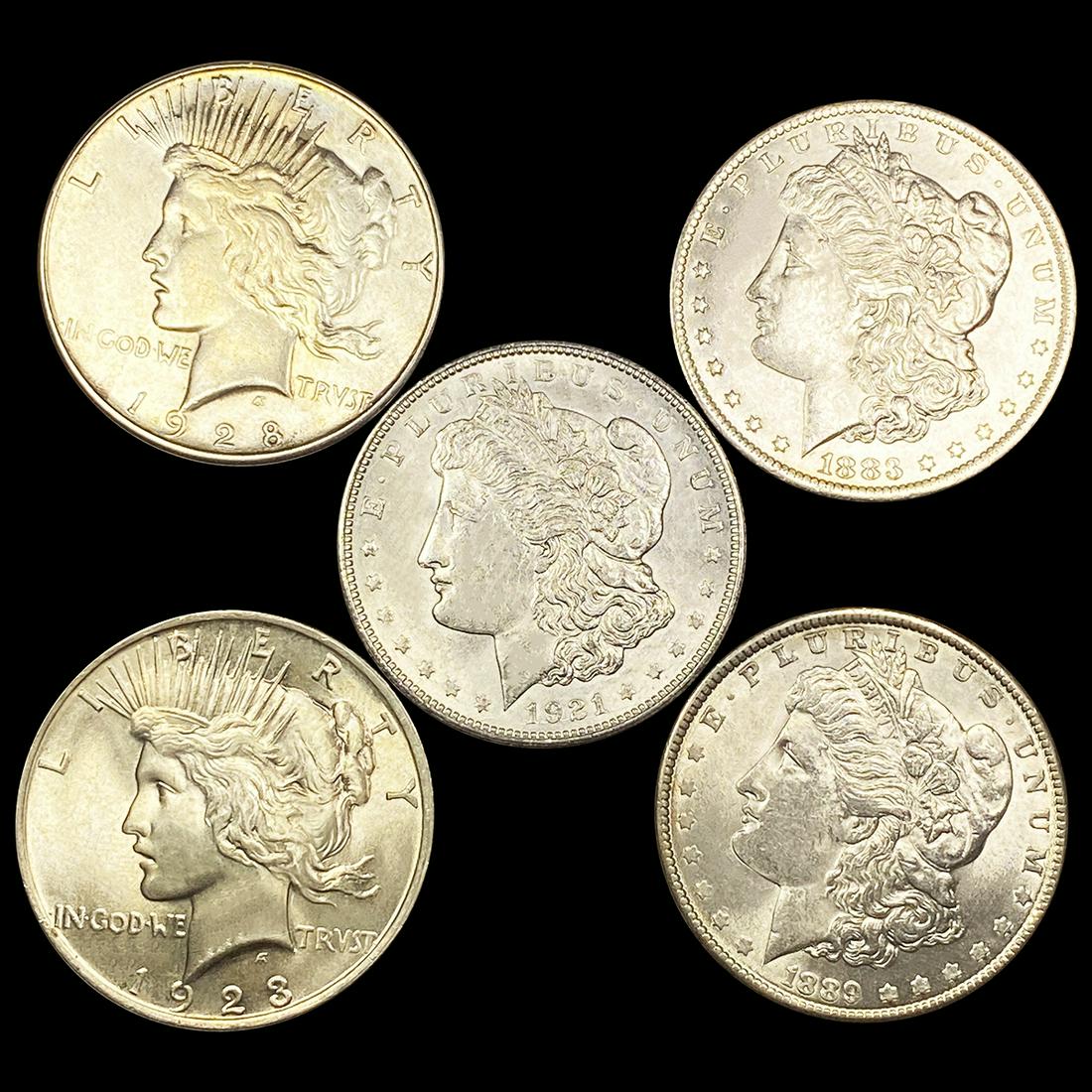 (5) Misc Silver Dollars UNCIRCULATED (1 of 2)