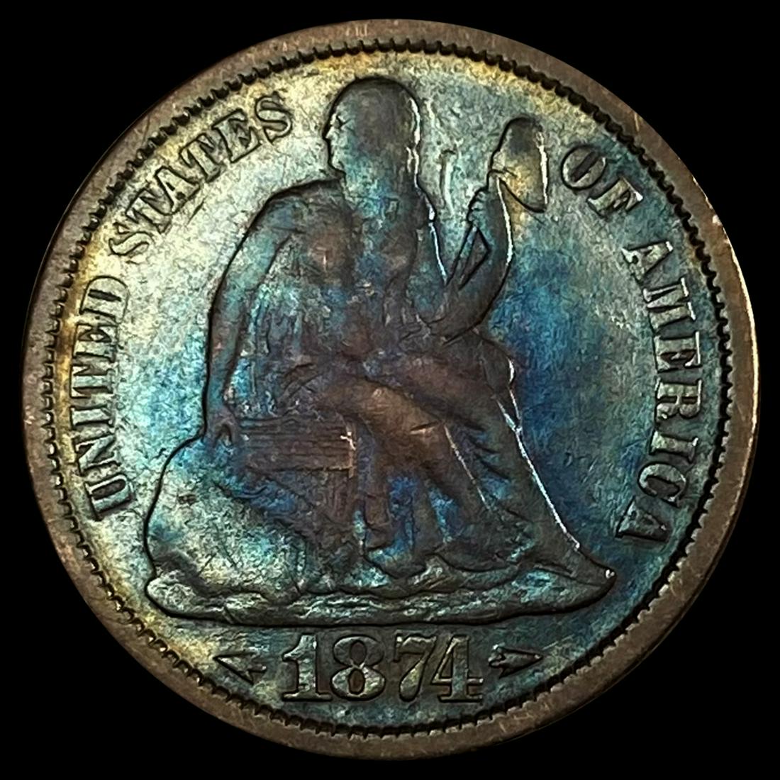 1874 Arrows Seated Liberty Dime NICELY CIRCULATED (1 of 2)